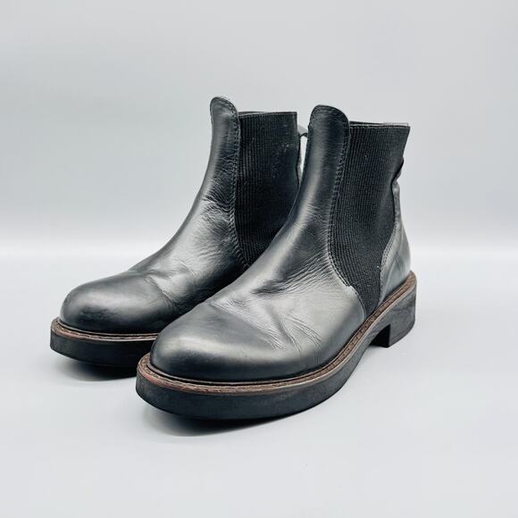 Emanuele Crasto Boots Womens 7 Black Leather Chelsea Classic Pull On Italy - Picture 4 of 11
